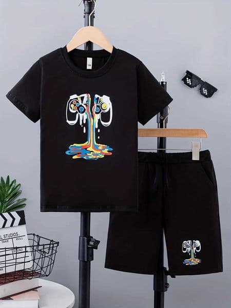 Kids Clothes Boys Girls Summer Dring Top Shorts 2 Pieces Set Teenage Boy Printed Tracksuit Childrens Casual Outfit W250218