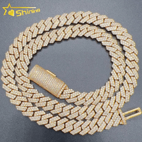 Passed Vvs Test Hip Hop Jewelry Necklace 18mm GRA Ice Out Moissanite Dia Cuban Chain Popular with Rappers