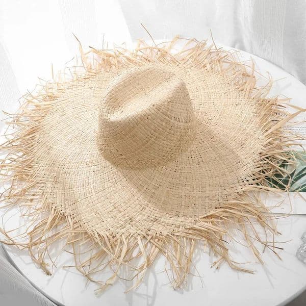 Natural Raffia Hat Women Summer Hand Woven Straw Hat Gilrs Holiday Sun Hat Wide Brim Sun Hat Floppy Panama Travel Beach Hat 250218