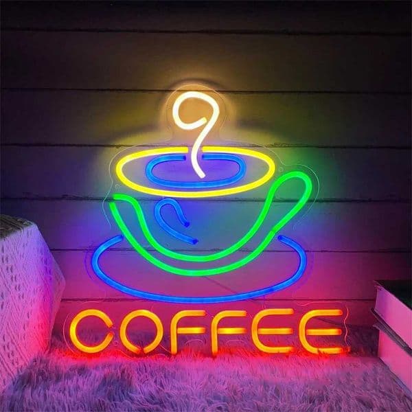 Coffee Cup LED Neon Sign Coffee Bar Shop Cafe Restaurant Decoration Neon Sign Decor Welcome Sign Personalized Gift Wall Art Z250218