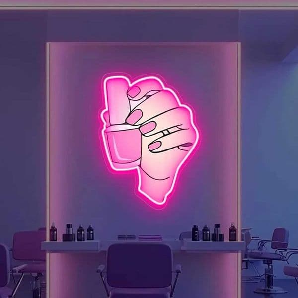 Nail Polish Hand Neon Sign UV Print Neon Salon Women Room Decor Nails Art Wall Decor Gift for Her Birthday Gift Z250218