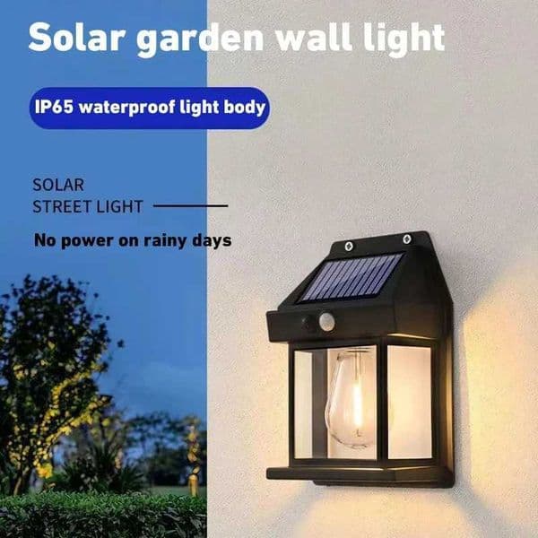 LED Solar Wall Tungsten Lamp Outdoor Waterproof Wireless Motion Sensor Security Light Lantern Night Lamp For Courtyard Garage Z250218