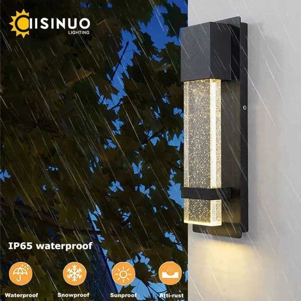 LED Outdoor Wall Lamps Dusk to Dawn Sensor Black Aluminum Waterproof Lights for Garden Porch Balcony 110V 220V Sconce Luminaires Z250218