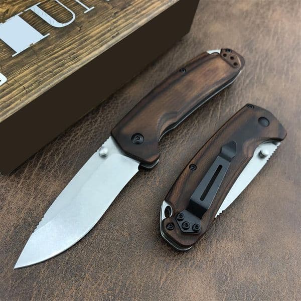 Hotsale 15031 Hunt North Fork AXIS Folding Knife 2.95 S30V Satin Plain Blade, Stabilized Wood Handles