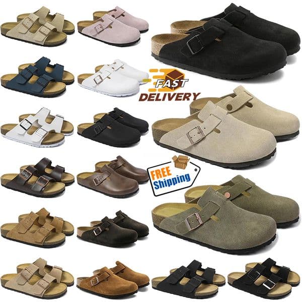 Free Shippclogs designer slippers men women blk brown tan light pink olive sude leather mens fashion slides outdoor shoes comfortable sandals sandales hot J260409