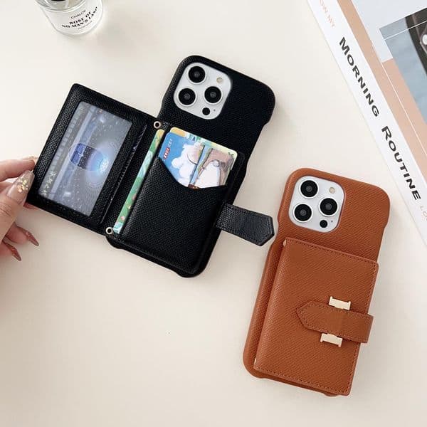 New Luxury Leather Card Holder Designer Phone Case For Apple Iphone cologne 17 Pro Max 16 Crossbody perfume Shoulder Strap Coque De Tel