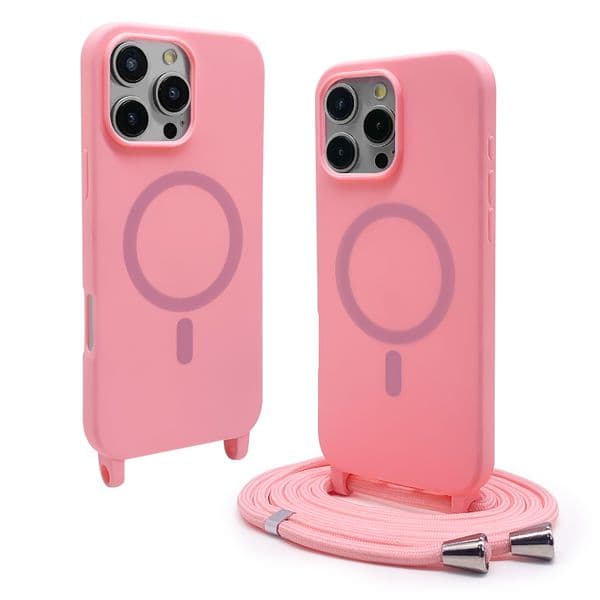 Strong Magnetic Matte TPU Sling Phone Cases for iPhone 16 15 14 13 12 11 Pro Max With Lanyard