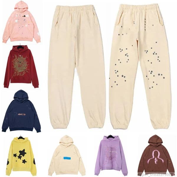 Designer fluffy hoodies Young Thug kids boys girls spider hoodie High Quality Foam Print Web Graphic Pink Sweatshirts y2k Pullovers Designer Hoody Tracksuit