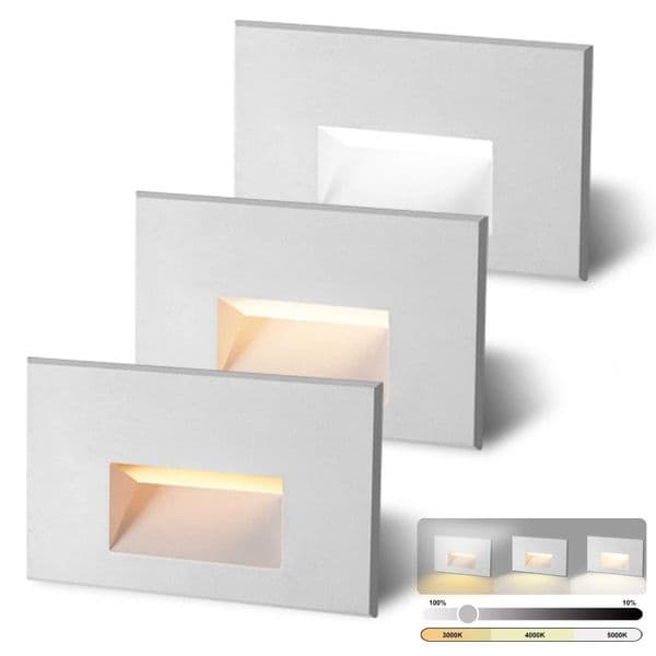 LED Step Lights Indoor Outdoor Stair Lights 120V Dimmable 4W 3000K/4000K/5000K IP66 Waterproof Deck Step Lights White 3-Pack Z250218