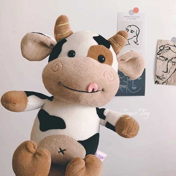 Cute Milk Cow Plush Toy Animal Stuffed Doll Festival Present Birthday Gift Home Decoration Stuffed Plush Animals Toys For BoysXJ250218