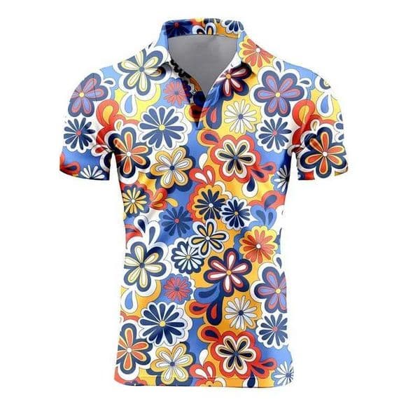 Mens Retro Short Sleeve Polo Shirts 3d Full Print Flower T Shirts For Men Summer Casual Oversized Tee Shirt Tops Blusa MasculinaXJ250219