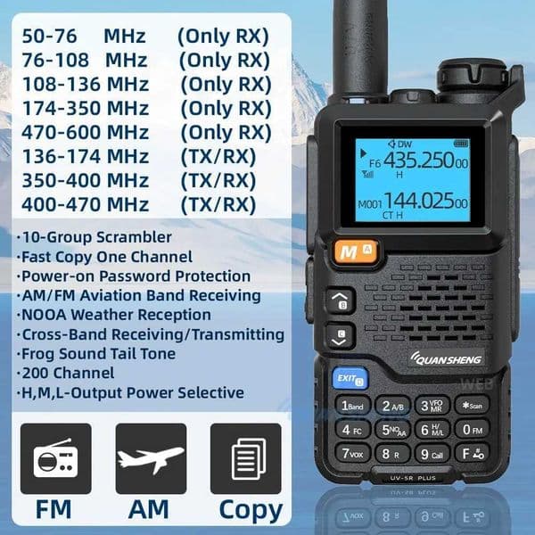 Quansheng UV 5R Plus Walkie Talkie Portable Am Fm Two Way Radio Commutator VHF Station K5 Receiver Ham Wireless Set Long RangeXJ250219