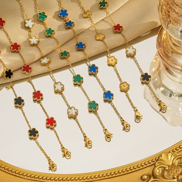 Luxury Brand 5 Leaf Flower Clover Charm Bracelet Jewelry for Women Gift