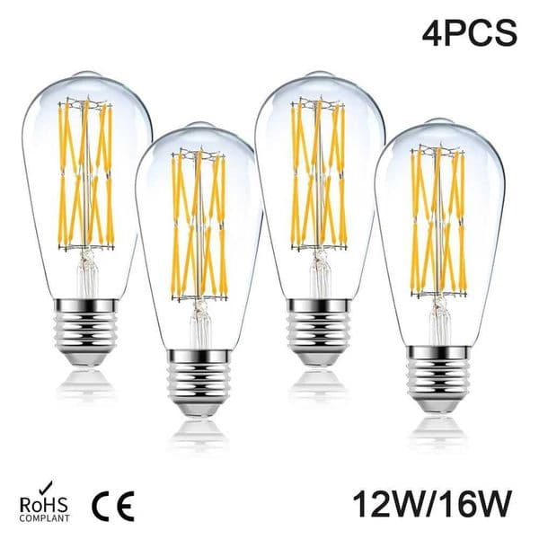 4pcs E27 Retro Edition LED Filament Bulb ST64 12W 16W 85-265V Light Bulb Warm White Natural White 4500K Bulb Decorative Light Z250219