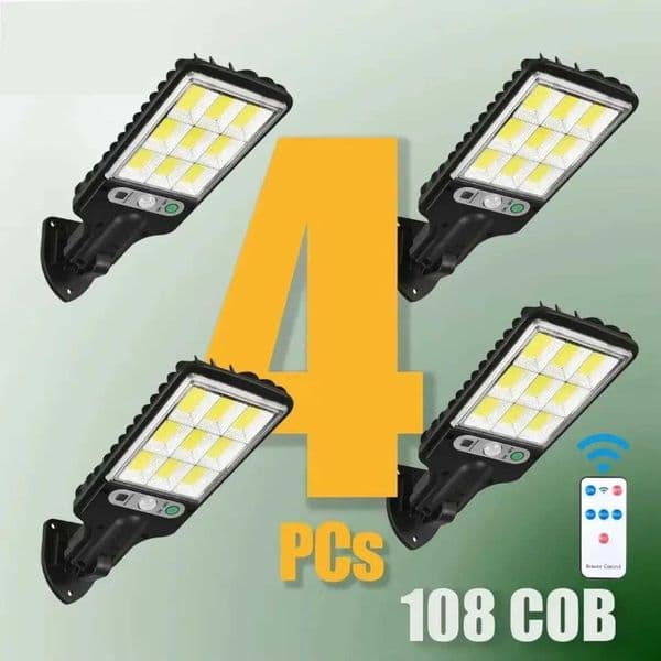 1~4pcs 108 COB Sensor Solar Outdoor Wall Lamp- Waterproof Security Garden Street Light X250218