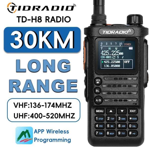 2nd Gen TIDRADIO TD H8 10W Profession Walkie Talkie Long Range Emergency Radio Portable Two Way Radio Receiver HAM GMRSXJ250219