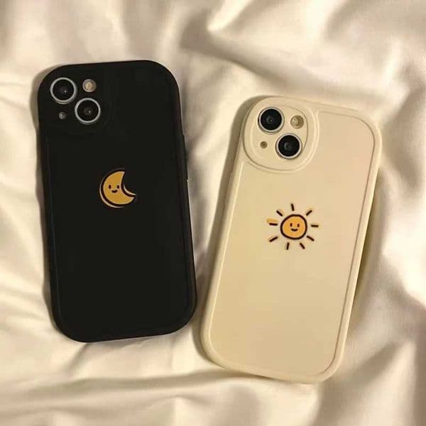 Luxtury Funda High-end Soft Silicone Phone Case For iPhone 16 11 12 13 14 15 Pro Max Cases for iphone X XS Simple Sun Moon Cover M250219