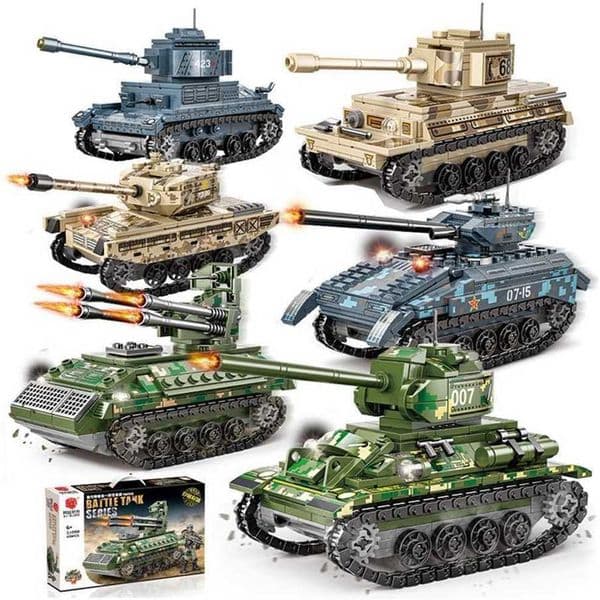 Childrens puzzle compatible with certain high series Tiger T34 tank model DIY assembly small particle building block toy