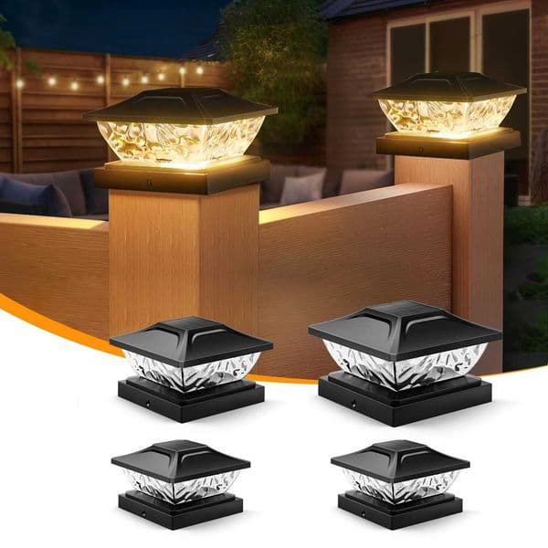 4/8 Pack 2 Mode Bright Solar Post Lights Solar Powered Deck Lights for 4x4 4.5x4.5 5x5 Posts in Garden Decor Black/White X250218