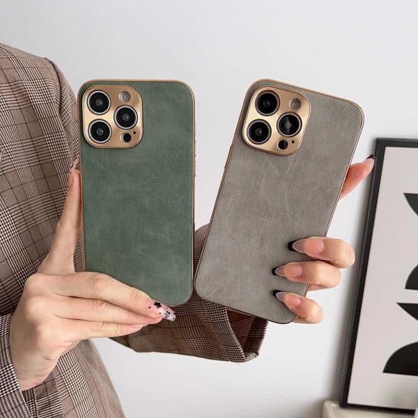 Leather Phone Case For Iphone 13 11 12 14 15 16 ProMax Plus Electroplated Frame Lambskin Phone Shell For IPHON13 14 15 16 Promax M250219