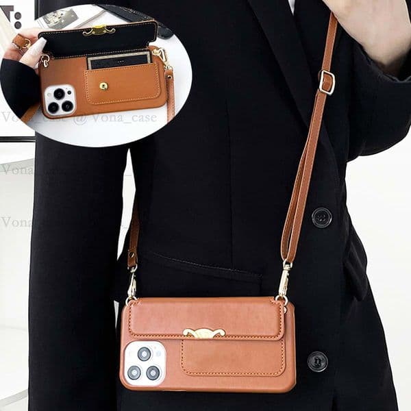 Case for iPhone 16 Pro Max with Card Holder, 16 15 14 Plus 13 12 11 Phone Case Leather with Rope iPhone Case Shockproof Anti-drop Ultra Slim Protection Wallet Phone Cover