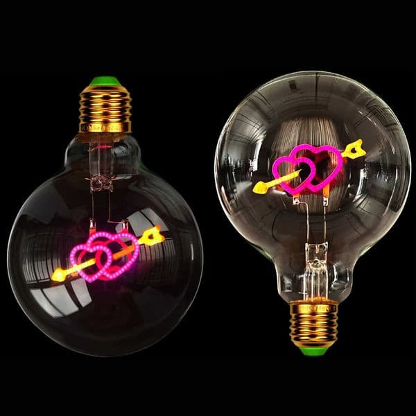 TIANFAN Vintage Edison Led Bulb Big Globe G95 Heart Cupids Arrow 3W Dimmable 110V 220V E26 E27 Specialty Decorative Light Bulb Z250219