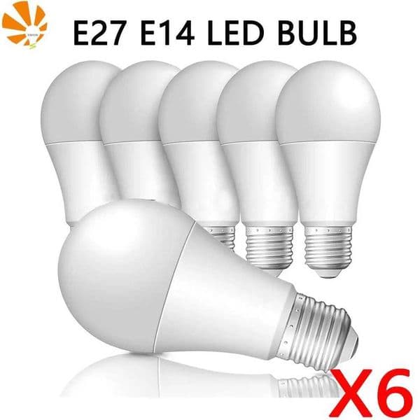 6pcs/lot E27 E14 LED bulb 220V 3W 6W 9W 12W 15W 18W 20W Bombillas Lampada ampoule light energy-saving bulb cold/warm white light Z250219