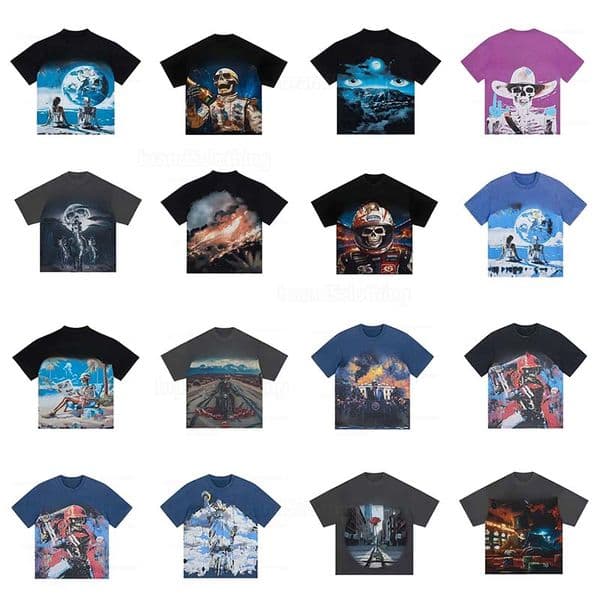 T designer mens classic graphic tee men shirt vintage printed wash water to make old short sleeve cotton couple fashionable luxury t 26M0323