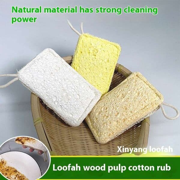 Set Of Pieces Natural Loofah Wood Pulp Cotton Dishwashing Kitchen Cleaning Cleaning Cloth Absorbent Sponge Bathing