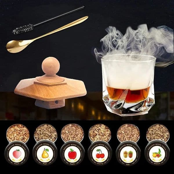2026 Cocktail Smoker Kit perfume Whiskey Wooden Smoked Wood Hood cologne For Drinks Kitchen Bar Accessories Tools Bar Cocktail 250218 Free Shipping