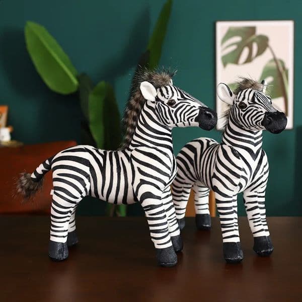Real Life Standing Zebra Stuffed Animal Plush Toy Simulation Zebra Doll Pography Props Christmas Birthday Gifts for Children 250219