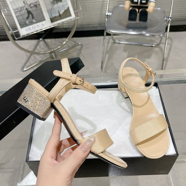 Designer High Heels Leather Women Sandal Rhinestone Heels Fashion Party Dress Shoes With Box 534