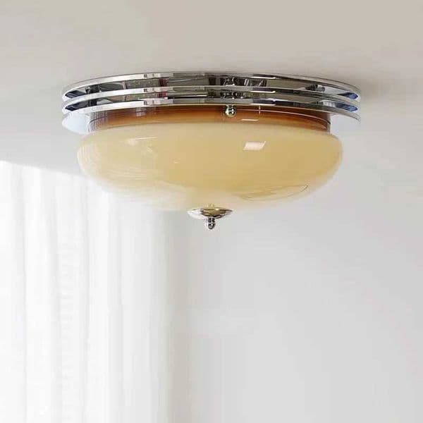 Modern French style bedroom ceiling light Bauhaus retro room light cream wind glass balcony light fixture lamp Z250219