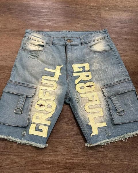 Y2K Harajuku Style Letter Patch Embroidery Baggy Denim Shorts Men Vintage Streetwear Hip Hop Pop Punk Casual Joker 250219BANJIA