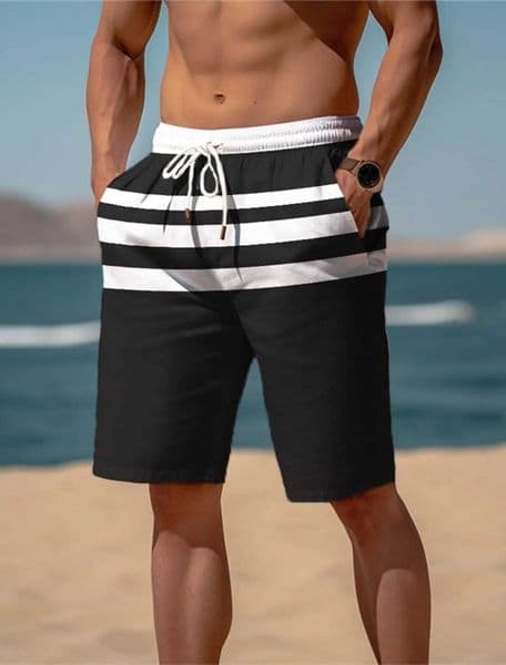Mens Beach Pants Striped Printed 3D Printed Shorts Mens Summer Breathable Shorts Fitness Street Shorts Mens Clothing Mens X250220