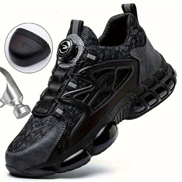 Rotating Button Safety Shoes Men Steel Toe Sneaker Air Cushion Work Man Puncture Proof Boots Protective 250219BJ