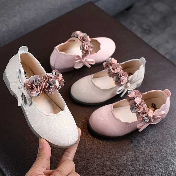 Childrens Flower Leather Shoes Korean Style Girls Crystal Cute Sweet Fashion Princess Shoes for Party Wedding Bow Shoes X250220