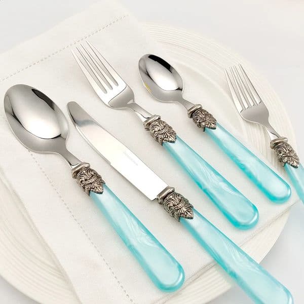 4pcs/set Blue Dinnerware Set Stainless Steel Steak Knife Fork Coffee Spoon Teaspoon Flatware Dishwasher Safe Kitchen Tablewar 250214