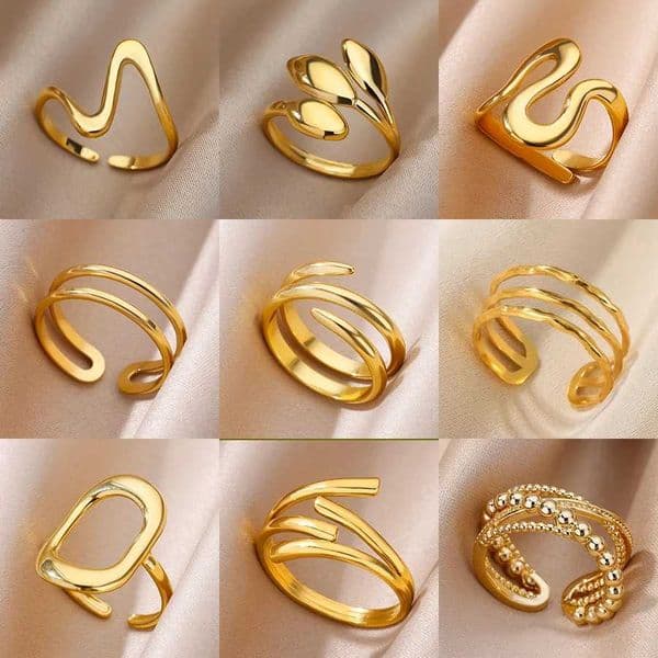 316L stainless steel ring used for gold colored Mtilayer Geely open ring vintage waterproof wedding aesthetic jewelry gifts X250220