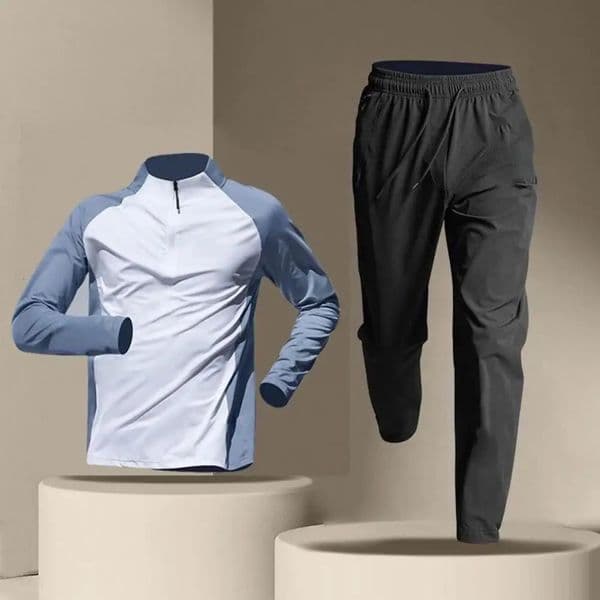 Windproof sportswear set lightweight gym mens quick drying fitness running bike half zipper training 250220BANJIA