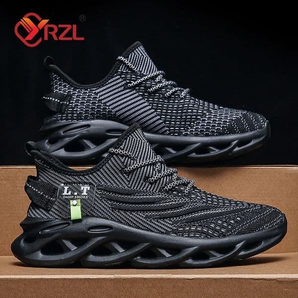 YRZL Men Sports Running Black Jogging Shoes Casual Sneakers Outdoor Breathable Mesh Women Light Shockabsorption Tennis 250219BJ