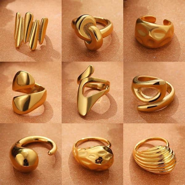 Vintage Stainless Steel Rings for Wen Punk Chunky Irregar Smooth Adjustable Open Ring Jewelry Weddings Gifts X250220
