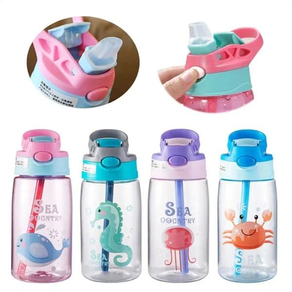 480ML sports cup Sippy cup Creative cartoon student sippy cup Portable leakproof water bottle outdoor ocean 250218