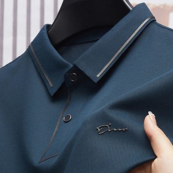 Mens Polo Shirt Seamless Premium Cool Fabric Business Casual Golf Slim Fit Blouse Collar T-shirt 250219