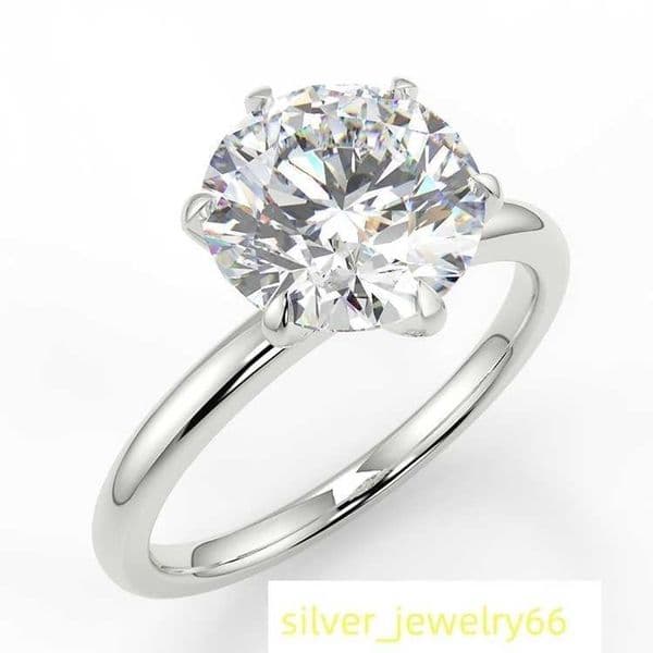 VVS Moissanite Diamond 6 Prong 18K Pure Yellow Gold Wedding and Engagement Rings