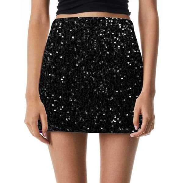 Sequins Mini Skirt High Waist Glitter Slim Fit Bodycon Skirts Solid Color Party Wear Evening Club Female Short 250220BANJIA