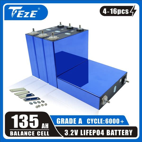 135AH 3.2V Lifepo4 Battery 130AH Rechargeable Cell Deep Cycle 6000 Grade A for DIY 12V 24V 36V 48V RV EV Power Tools