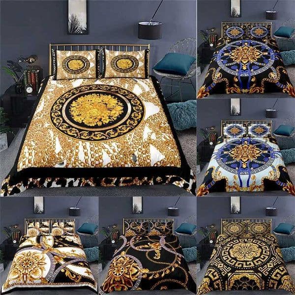 Luxury 3D Golden Baroque style Print 2/3Pcs Kids Bedding Set Comfortable Duvet Cover Pillowcase Home Textile Queen and King SizeXJ250220