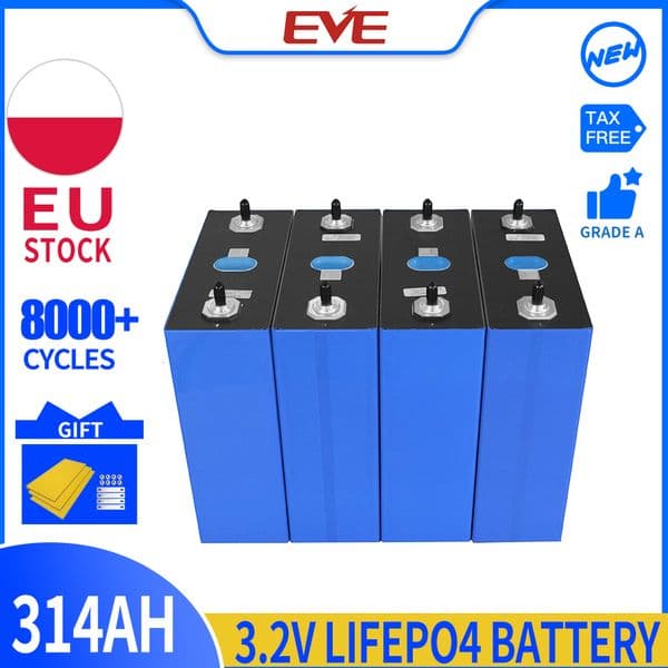 In Stock MB31 EVE 314AH LiFePO4 Battery 330AH 3.2V 3.65V Prismatic Rechargeable 8000 Cycles LiPO Cells For 12V 24V 48V Solar ESS