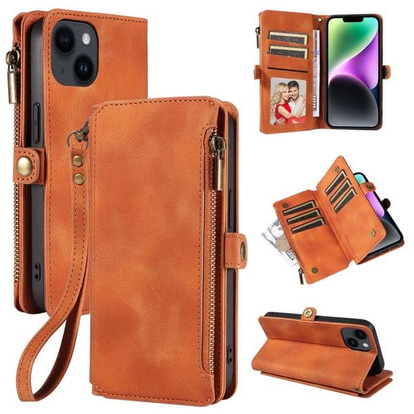 Leather Wallet Phone Cases For iPhone 17Air 17 16E 16 15 14 13 12 Mini 11 Pro Max XR XS Max With Holder Card Slot Case Cover